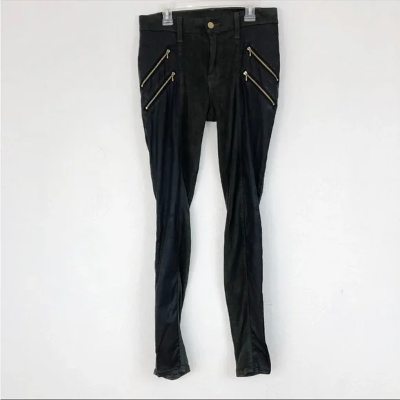 7 for all mankind faux leather & suede jegging pants - Picture 3 of 9